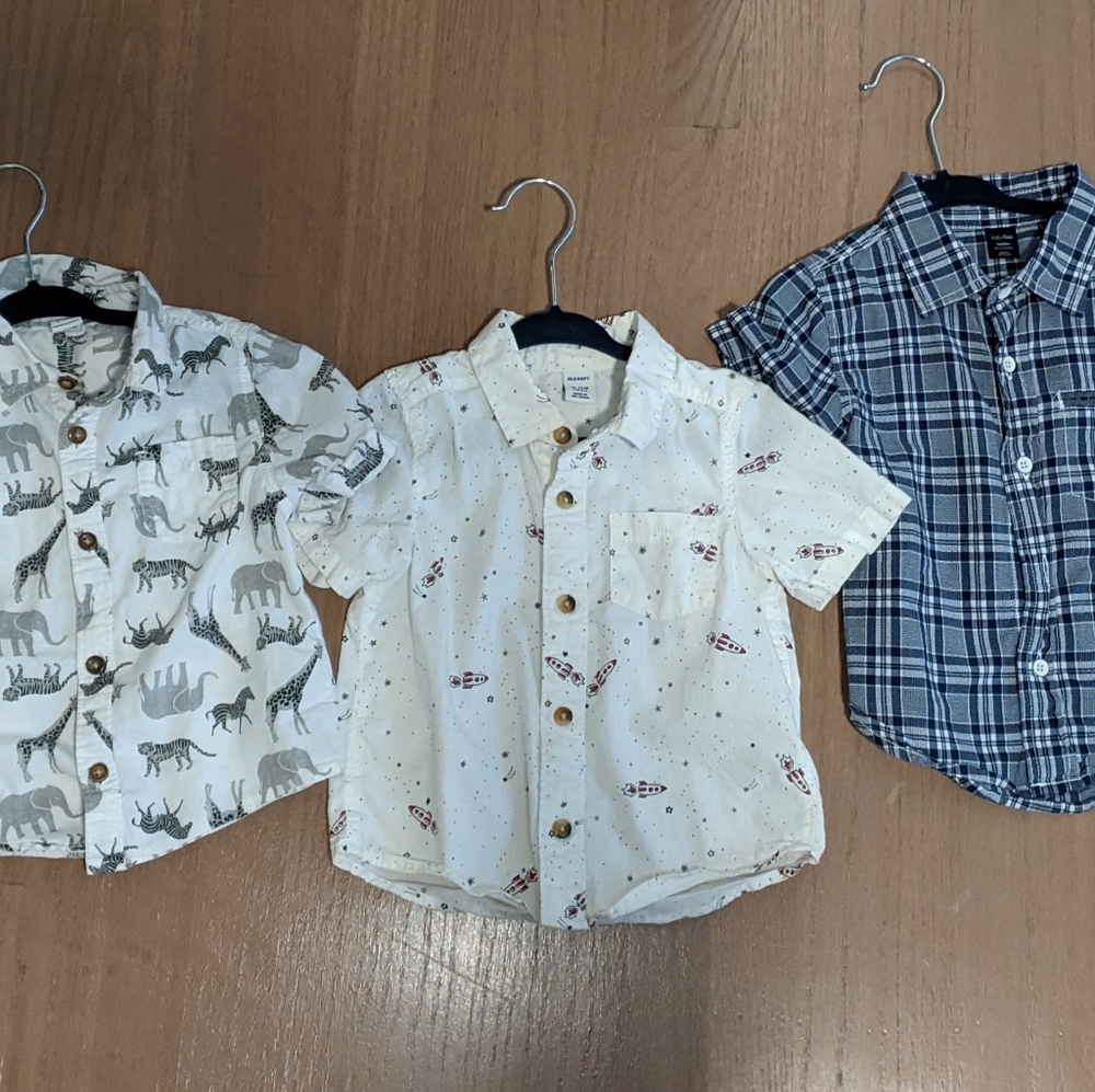 3 sets of short sleeve button down toddler shirts